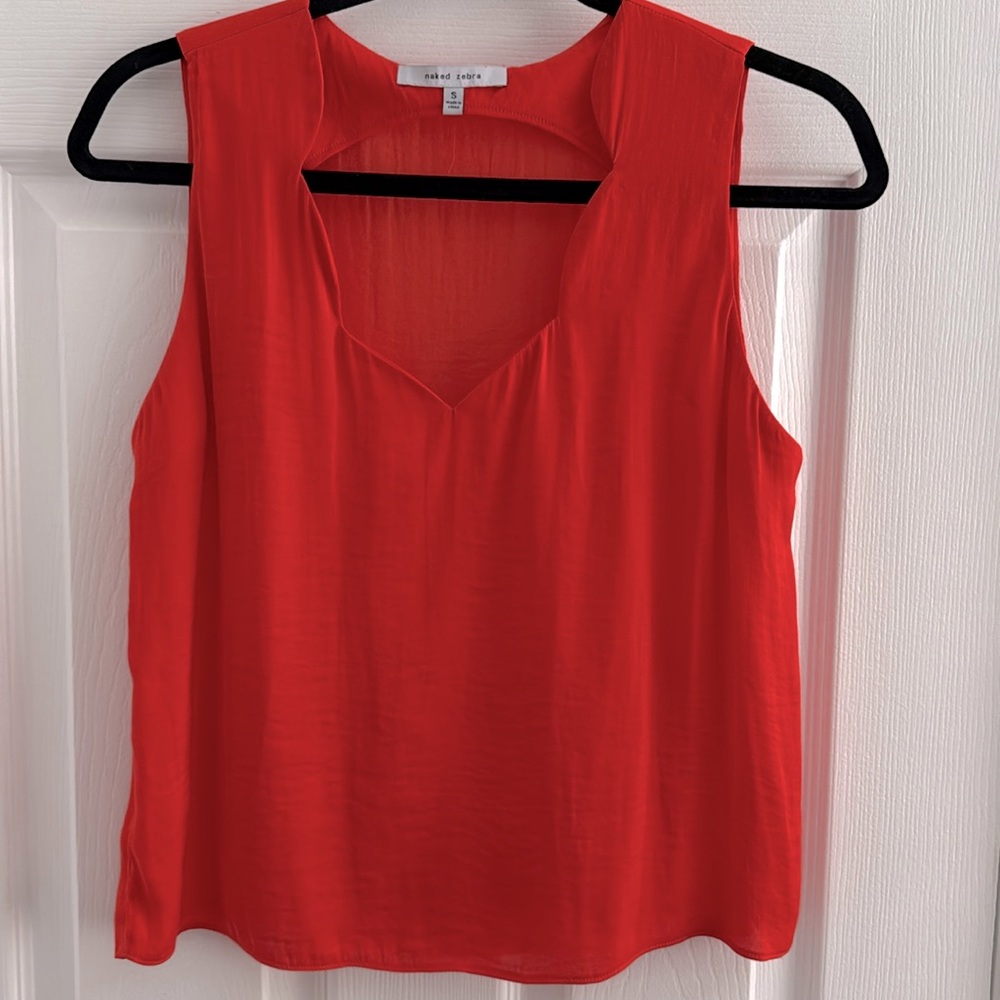 Naked Zebra Scalloped Neckline Blouse Orange size Small